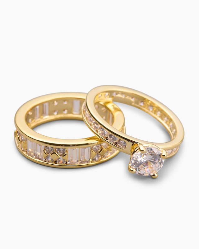 Ring-Set mit Zirkonia, 2tlg.