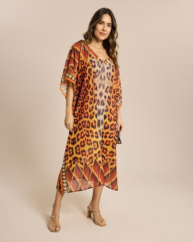 Tunika mit Leodruck und Glitzersteinchen