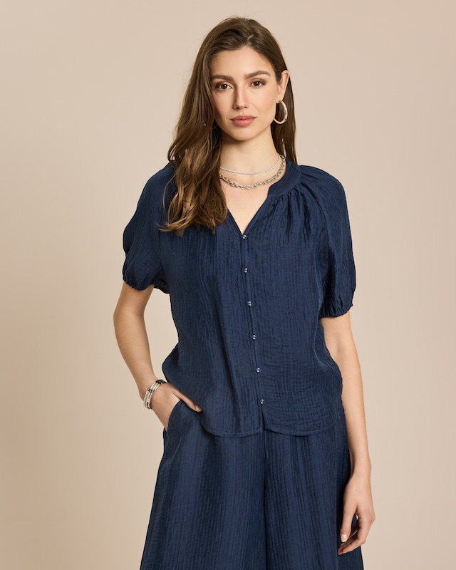 Kurzarm Bluse mit Struktur