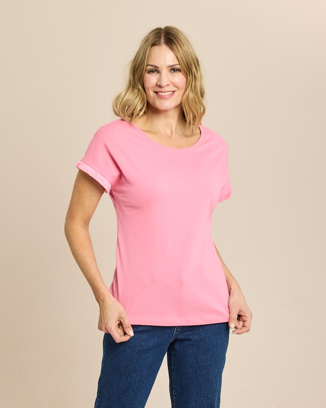 Shirt mit Fransen-Deko am Armausschnitt