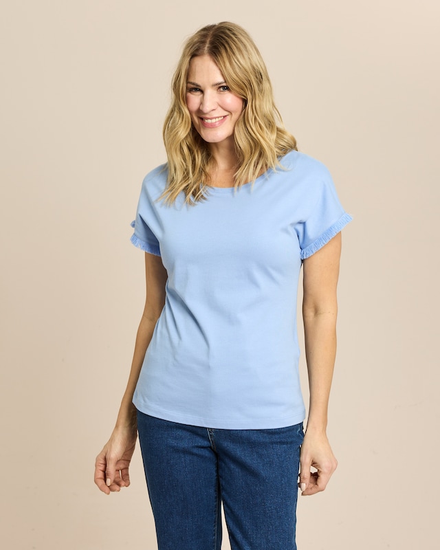 Shirt mit Fransen-Deko am Armausschnitt