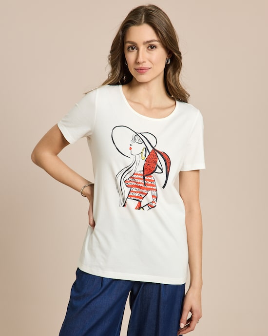 Produktabbildung für Shirt mit Ladydruck oder Streifendruck