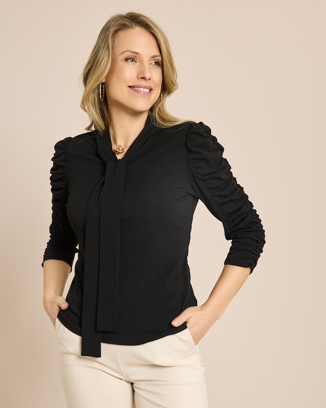 Shirt mit Raffung und Schluppe