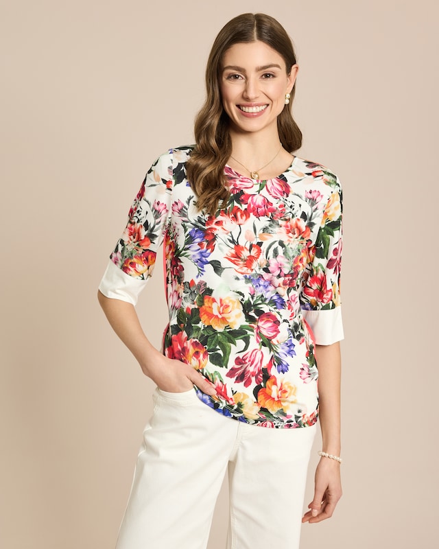 Shirt mit buntem Blumendruck