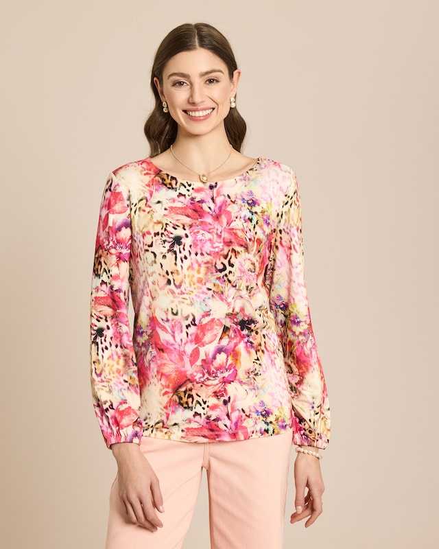 Shirt mit floralem Leoprint