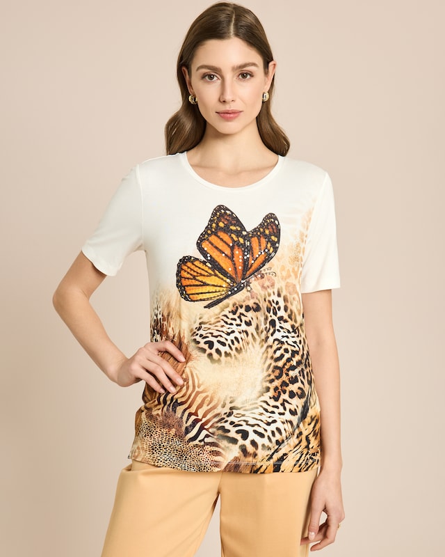 Shirt mit Schmetterlings-Animal-Print