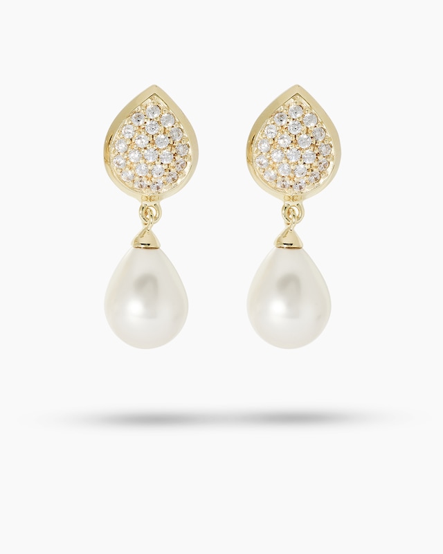 Ohrclipstecker mit Muschelkernperlen 12x15 mm