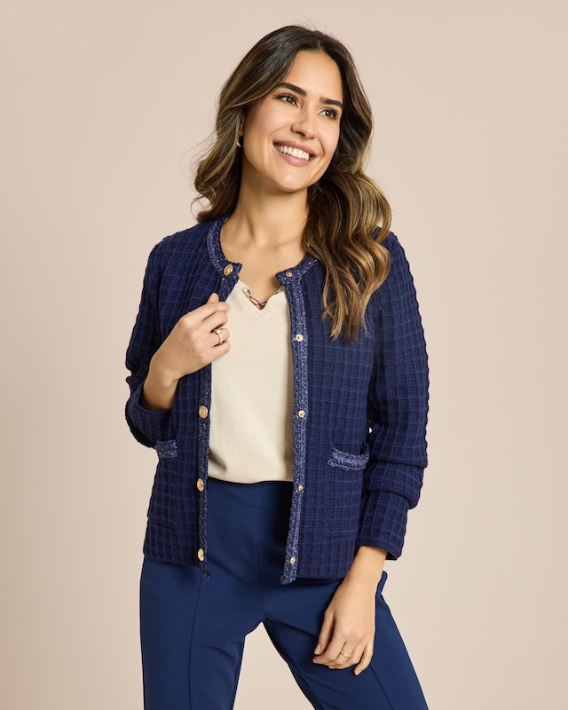 Strickjacke mit Kontrastblende