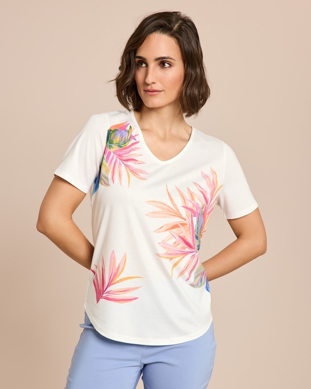 Shirt mit platziertem Blumen-Druck