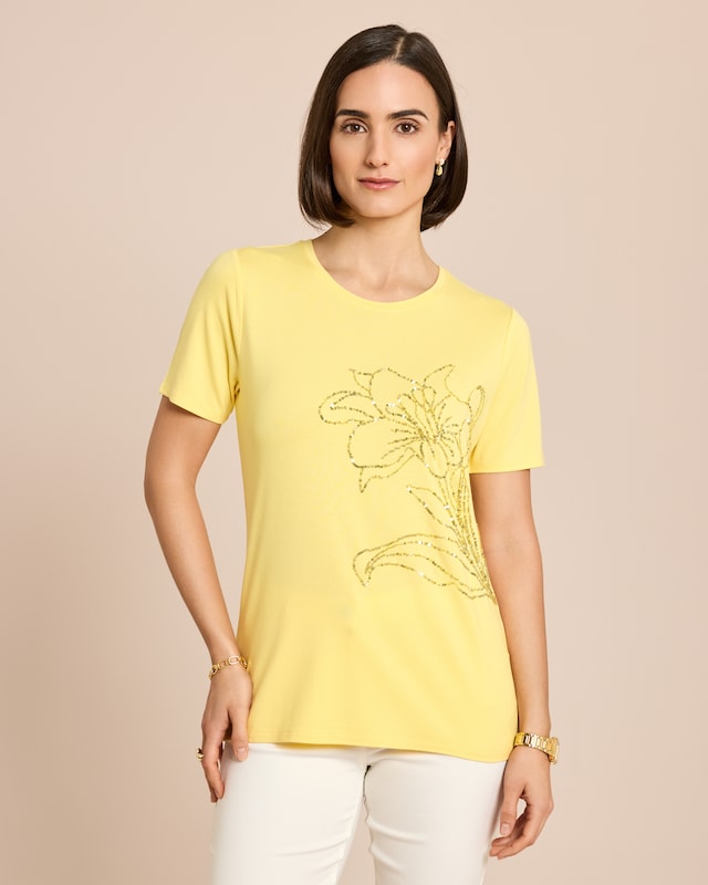 Shirt mit Blumen-Applikation