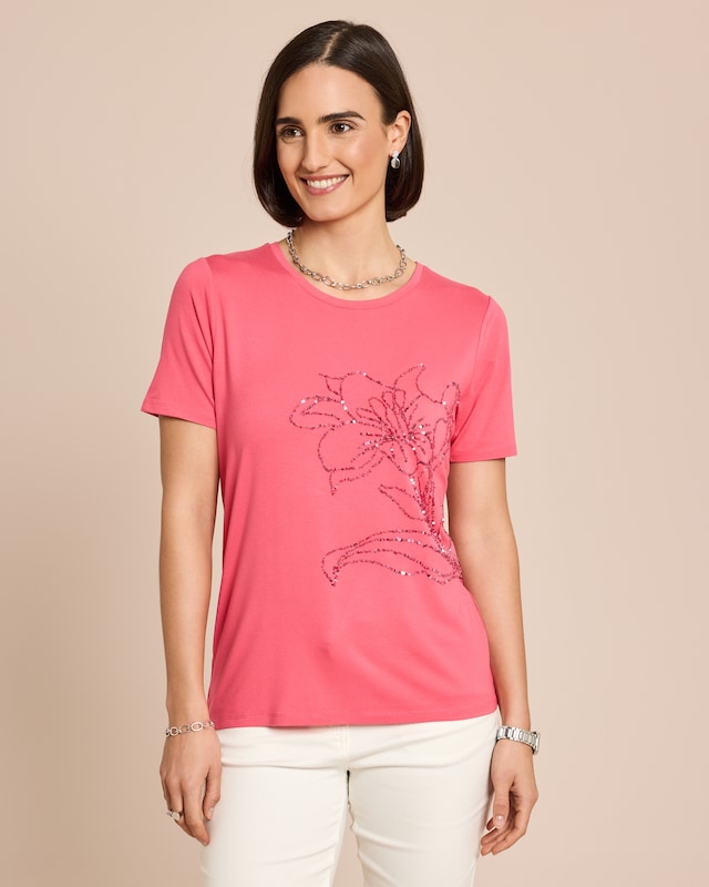 Shirt mit Blumen-Applikation