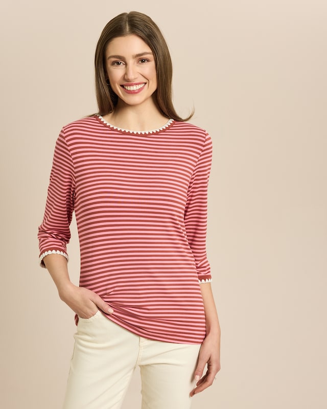 Shirt geringelt mit Zierstickerei