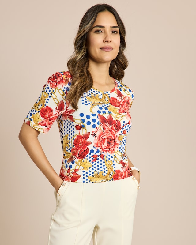 Shirt mit Blumen und Punkten