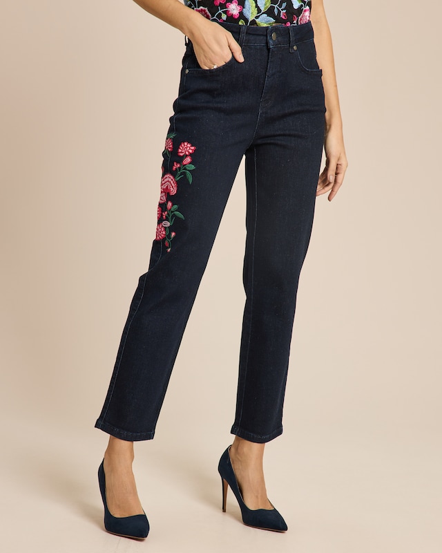 Slim Fit Jeans mit Stickerei