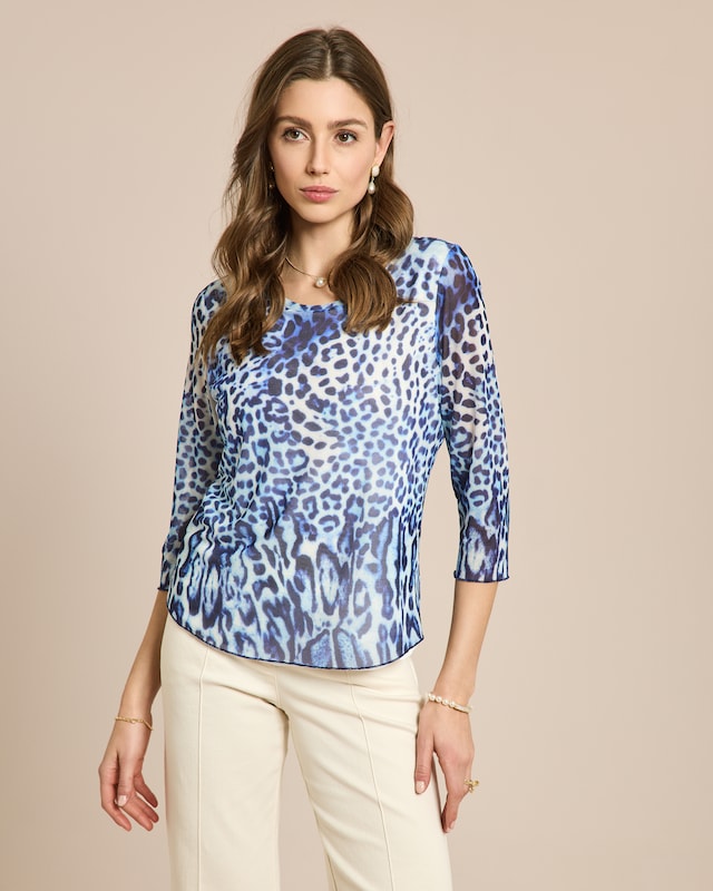 Meshshirt mit Animal Print