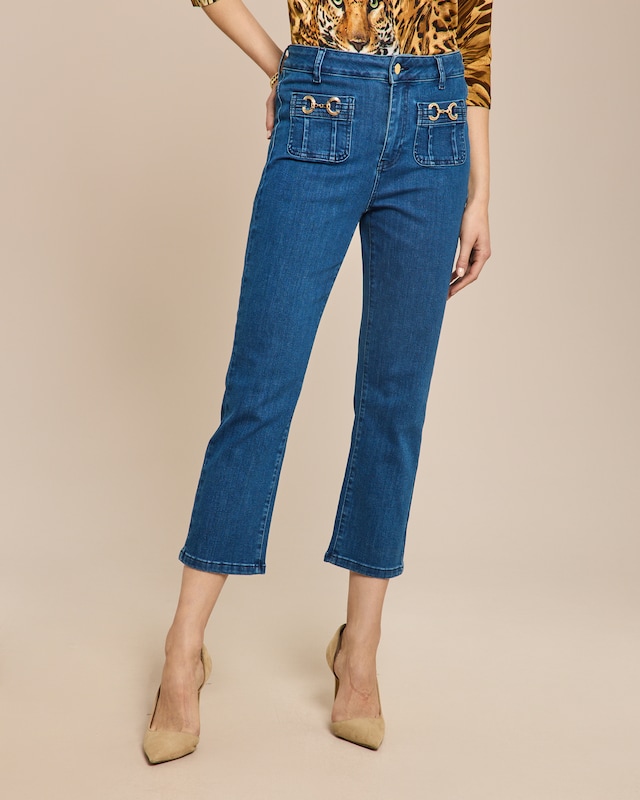 Slim Fit Jeans 7/8 mit Deko-Element