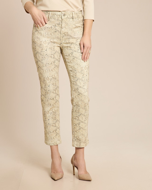 Slim Fit Jeans mit Snake Print 7/8