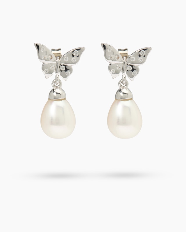 Ohrhänger SWZ-Perle 8x6 mm mit Zirkon