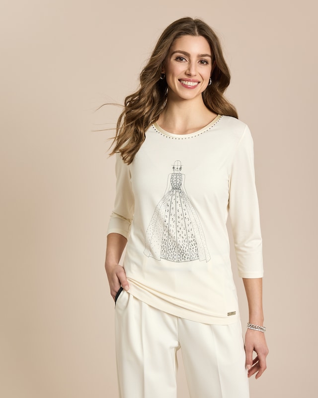 Shirt mit Skizze und Strass