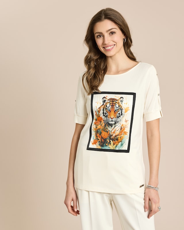 Shirt mit Print und Zierknöpfen