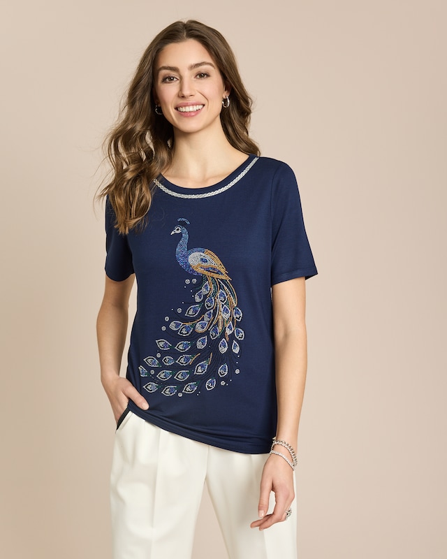 Shirt mit Strassmotiv und Dekoband