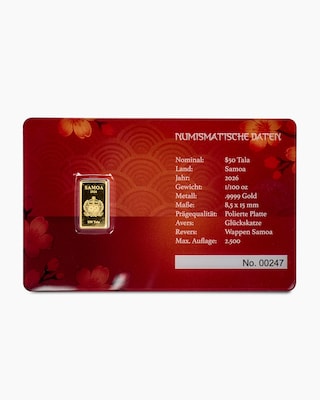 Produktabbildung 2 für Goldmünzbarren Glückskatze 2026