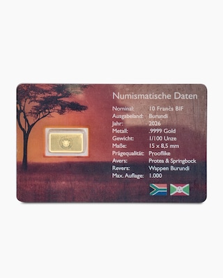 Produktabbildung 2 für Goldmünzbarren Protea + Springbock 2026