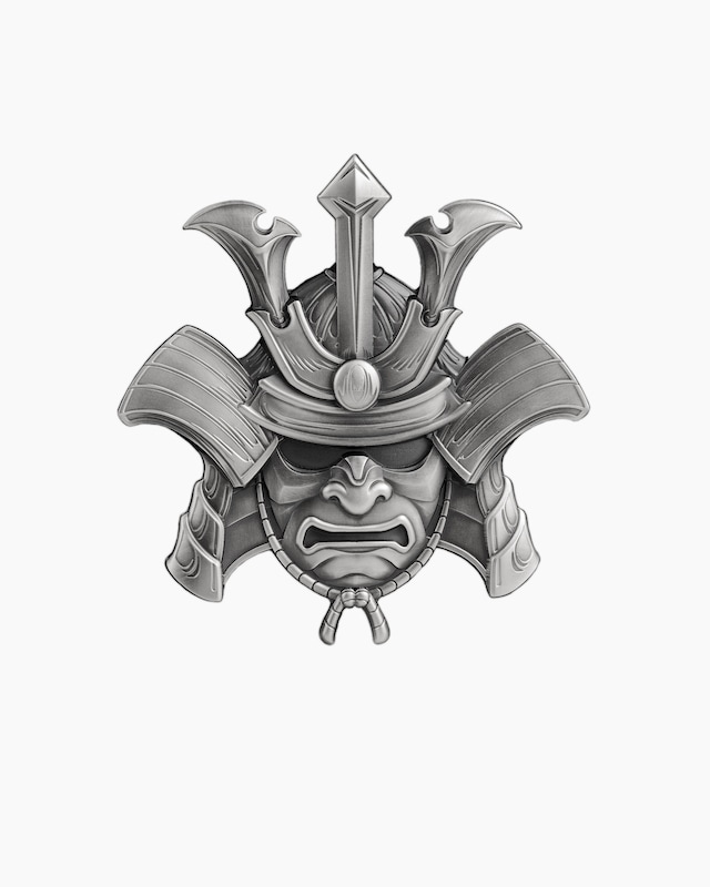 Silbermünze Samurai-Maske 10 Unzen