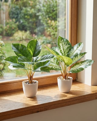 Produktabbildung 4 für Kunstpflanzen-Set Dieffenbachia/Philodendron, 2tlg.